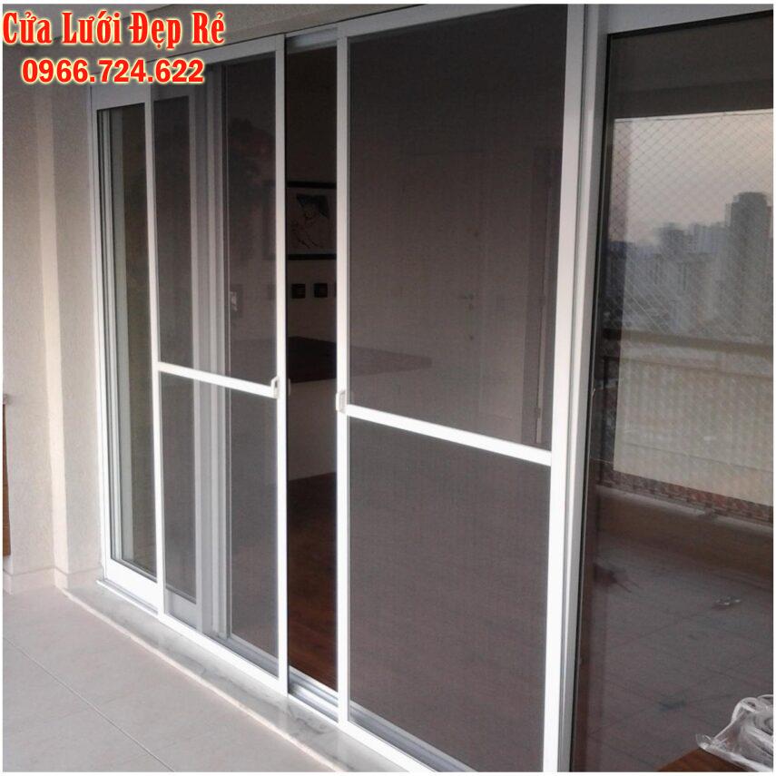Cửa Lùa Chống Muỗi 2 Cánh Đối Đầu Màu Trắng DL 09