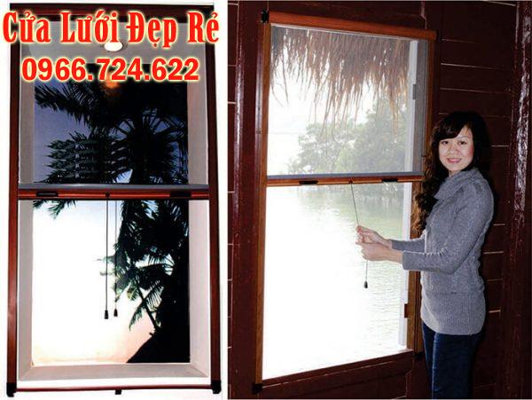 Cửa Lưới Chống Muỗi Tự Cuốn Màu Vân Gỗ