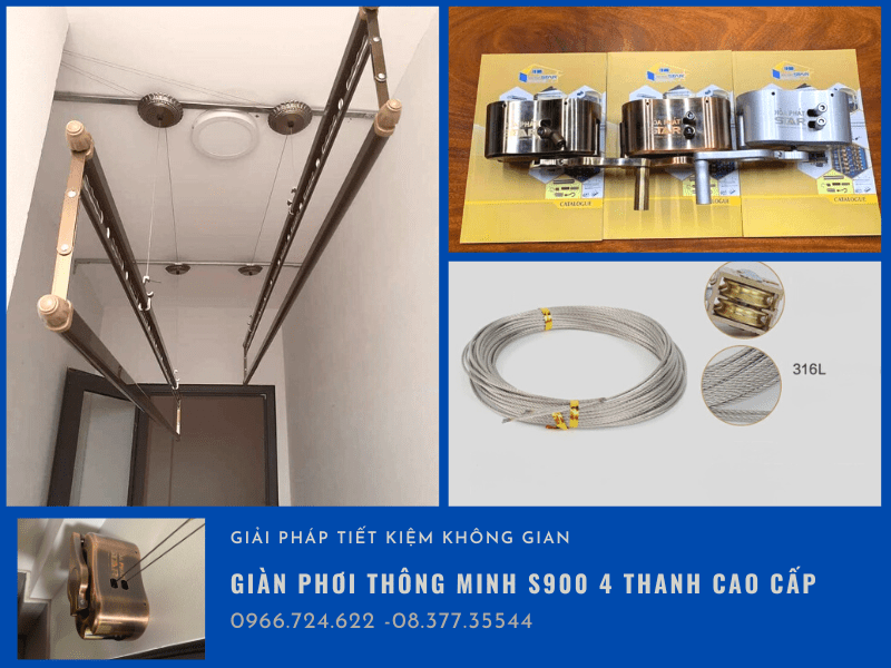 giàn phơi chống rối s900 4 thanh màu đồng đỏ