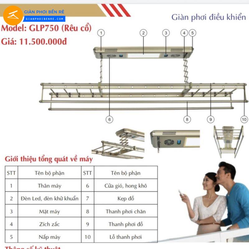 giàn phơi điện tử GLP 750