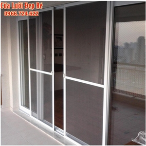 Cửa Lùa Chống Muỗi 2 Cánh Đối Đầu Màu Trắng DL 09